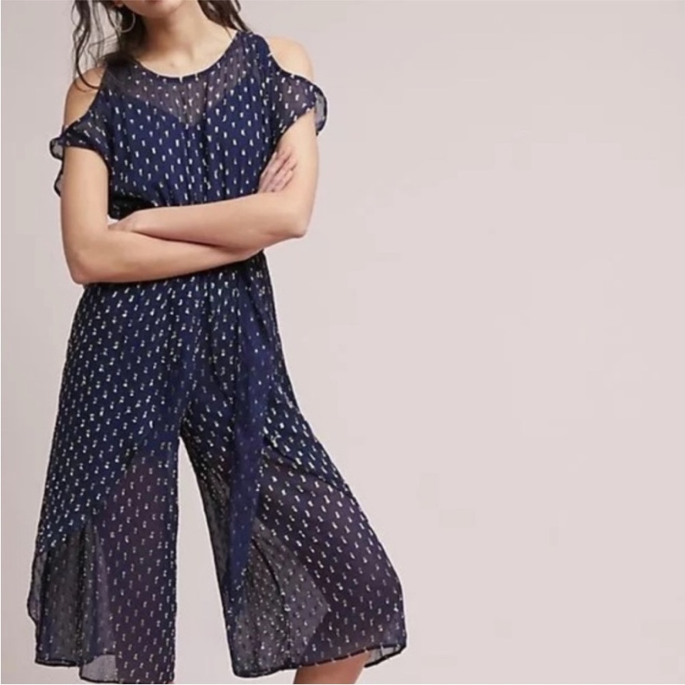 Tracy Reese Petite Extra Small XSP‎ Blue Gold Jumpsuit